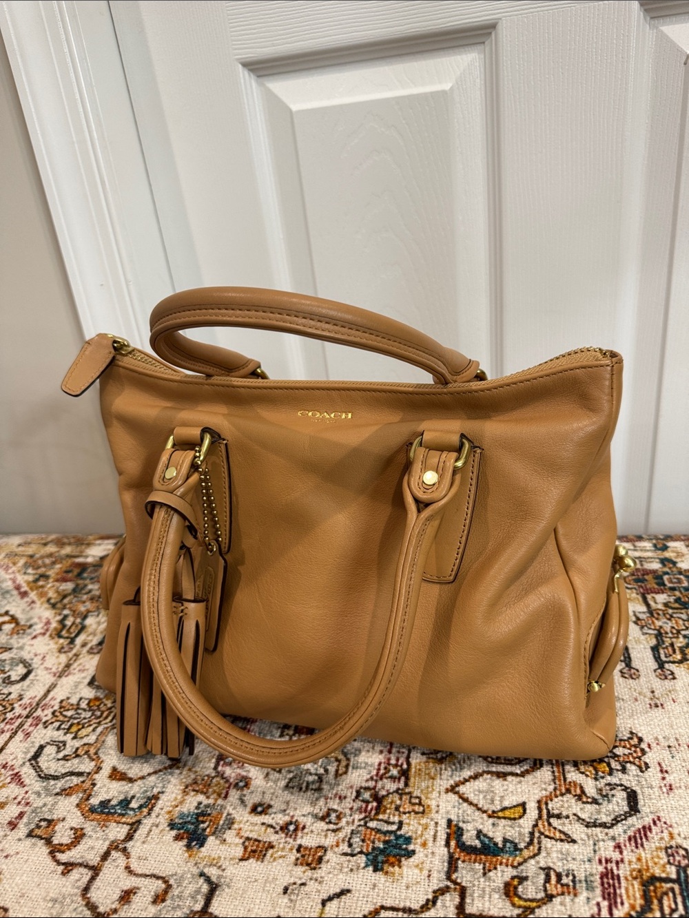 Coach Archive Tan Double Kisslock with Tassel
